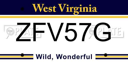 ZFV57G West Virginia License Plate