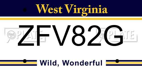 ZFV82G West Virginia License Plate