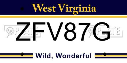 ZFV87G West Virginia License Plate