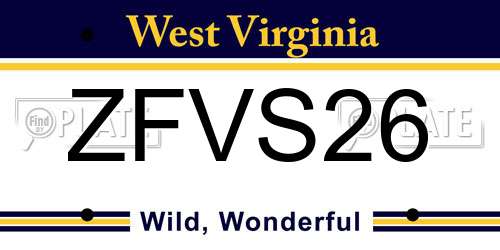 ZFVS26 West Virginia License Plate