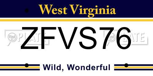 ZFVS76 West Virginia License Plate