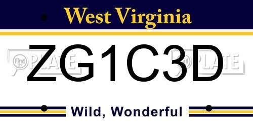 ZG1C3D West Virginia License Plate