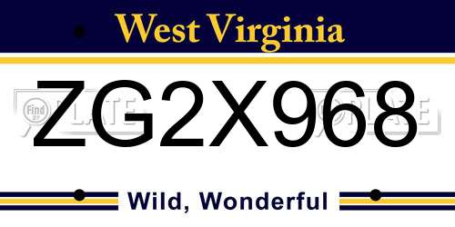 ZG2X968 West Virginia License Plate