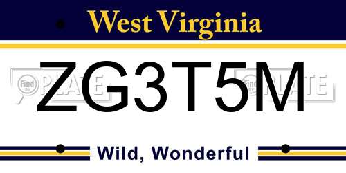ZG3T5M West Virginia License Plate