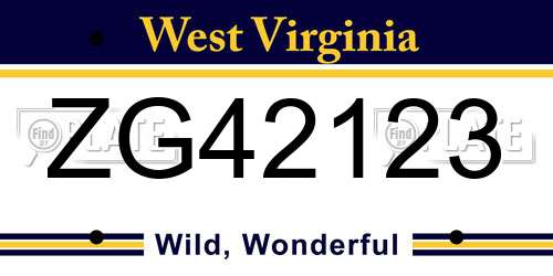 ZG42123 West Virginia License Plate