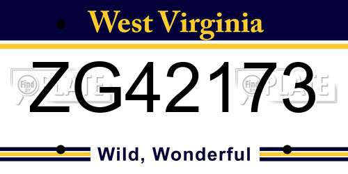 ZG42173 West Virginia License Plate