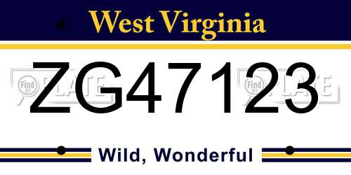 ZG47123 West Virginia License Plate