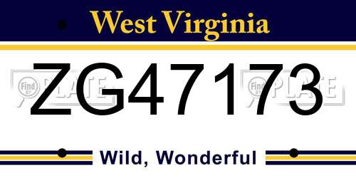 ZG47173 West Virginia License Plate