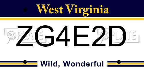 ZG4E2D West Virginia License Plate