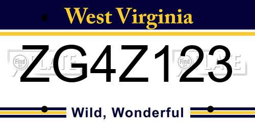 ZG4Z123 West Virginia License Plate