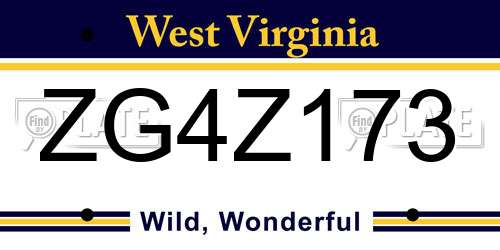 ZG4Z173 West Virginia License Plate