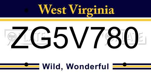 ZG5V780 West Virginia License Plate