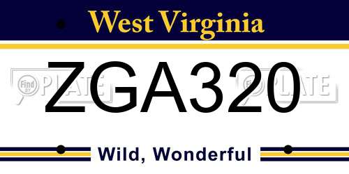 ZGA320 West Virginia License Plate