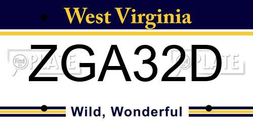 ZGA32D West Virginia License Plate