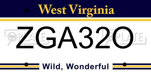 ZGA32O West Virginia License Plate
