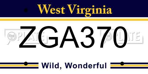 ZGA370 West Virginia License Plate