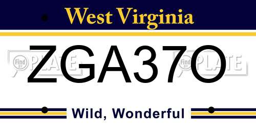 ZGA37O West Virginia License Plate