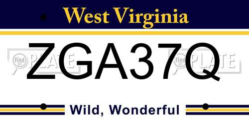ZGA37Q West Virginia License Plate