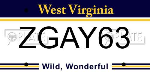 ZGAY63 West Virginia License Plate