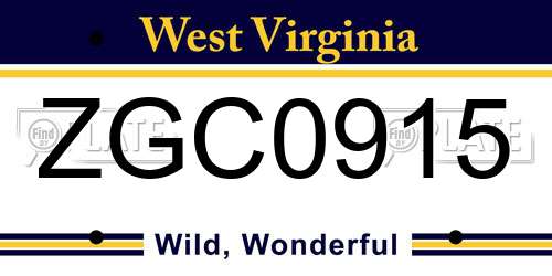 ZGC0915 West Virginia License Plate