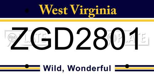 ZGD2801 West Virginia License Plate