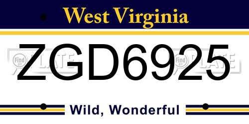 ZGD6925 West Virginia License Plate