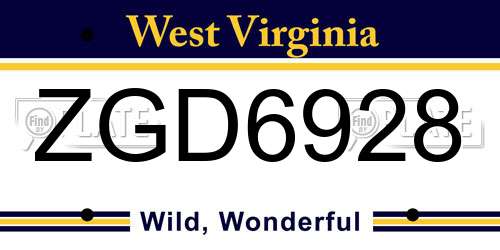 ZGD6928 West Virginia License Plate