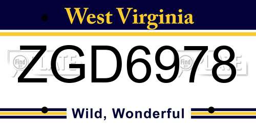 ZGD6978 West Virginia License Plate