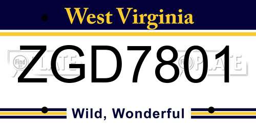 ZGD7801 West Virginia License Plate