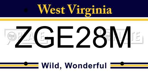 ZGE28M West Virginia License Plate