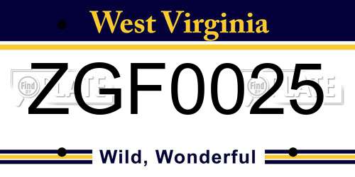 ZGF0025 West Virginia License Plate