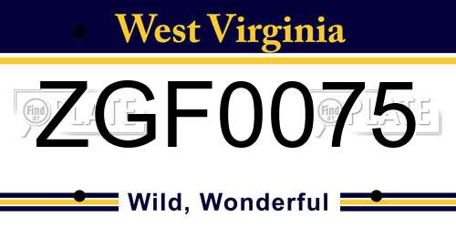 ZGF0075 West Virginia License Plate