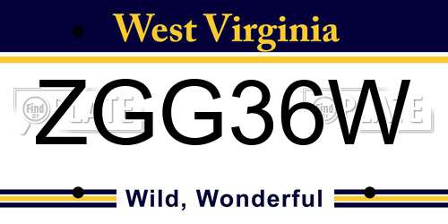 ZGG36W West Virginia License Plate