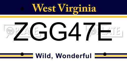 ZGG47E West Virginia License Plate