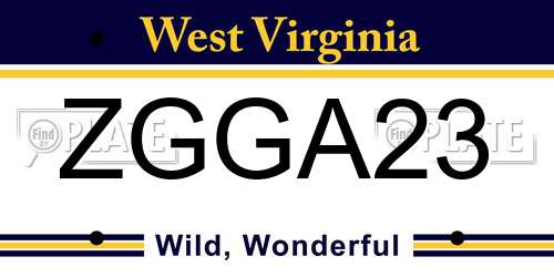 ZGGA23 West Virginia License Plate