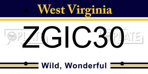 ZGIC30 West Virginia License Plate