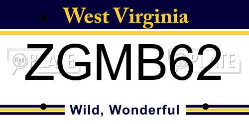 ZGMB62 West Virginia License Plate