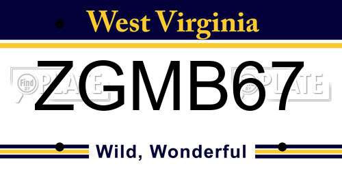 ZGMB67 West Virginia License Plate