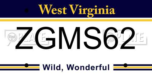 ZGMS62 West Virginia License Plate