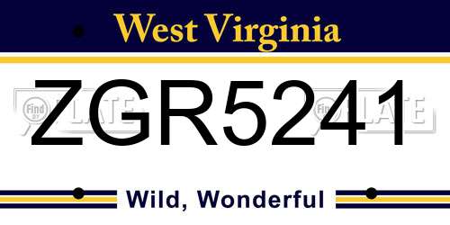 ZGR5241 West Virginia License Plate