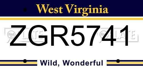 ZGR5741 West Virginia License Plate