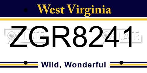 ZGR8241 West Virginia License Plate