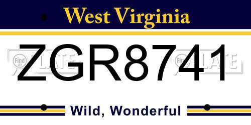 ZGR8741 West Virginia License Plate