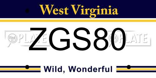 ZGS80 West Virginia License Plate