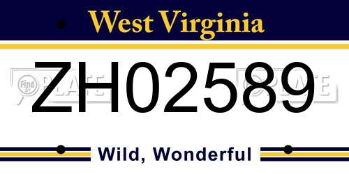 ZH02589 West Virginia License Plate