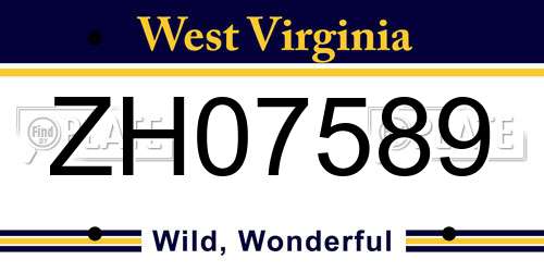ZH07589 West Virginia License Plate