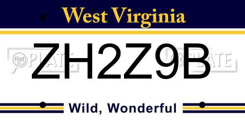 ZH2Z9B West Virginia License Plate