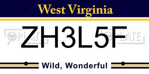 ZH3L5F West Virginia License Plate