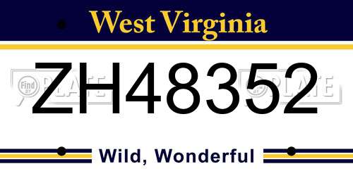 ZH48352 West Virginia License Plate