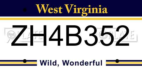 ZH4B352 West Virginia License Plate